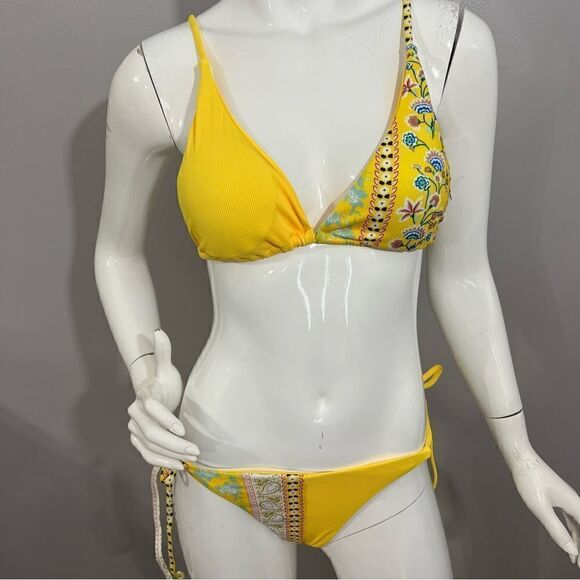 NWT Yellow Floral Print String Bikini - Juniors Large - Picture 5 of 16